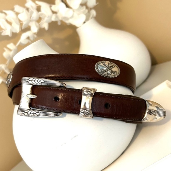 Vintage Brighten Men’s Leather Golf Belt with Silver Buckle Size 42 EUC - Picture 8 of 13